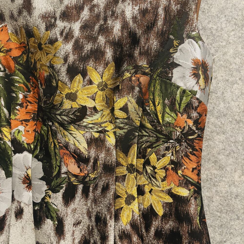 Lafayette 148 New York Dress Womens Size 0 Brown Leopard Floral Animal Sheath - Picture 4 of 15